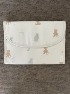 新品☆ジェラートピケ☆あひる☆ベア☆母子手帳ケース☆Ｌ☆熊☆ブルー☆マルチ