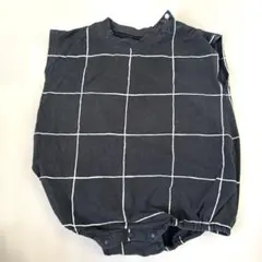 黒チェック柄ノースリーブロンパース