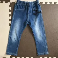 kp ニットプランナー　デニム風ストレッチズボン　パンツ　リボン　100