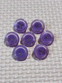 昭和レトロボタン　クリア&菫色　樹脂ボタン　銀色メッキ加工品使用　15mm　7個