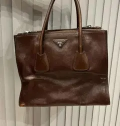 PRADA プラダ トートバッグ 2way グレースカーフ レザー茶色保証書付