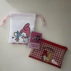 マイメロ50th ミニフラットポーチ　巾着