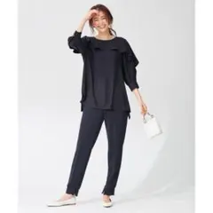 SHIHOさん着用】自由区ブライトローン ブラウス 38フリル リボン 黒 