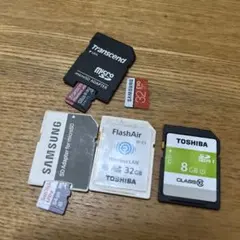 microSD128、64、32とflashair32とSD8 GB