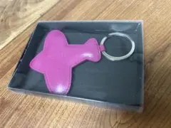 FURLA 飛行機モチーフ レザーキーホルダー ピンク
