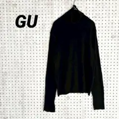 GU タートルネックリブニット ブラック（L） 長袖 インナー レイヤード