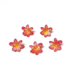 フラワーヘアクリップ 5個セット 赤と黄色