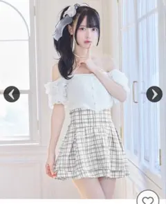 ミシェルマカロン ツイード美脚スカート ホワイト