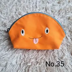 にっこりポーチ　オレンジ　ハンドメイド　帆布
