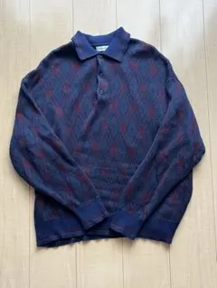 NIKO AND... ダイヤモンド柄ニットポロシャツ M