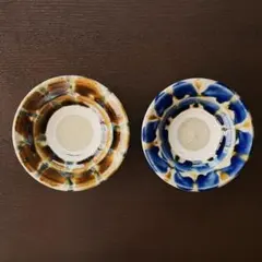 キマノ陶器　5寸皿　飴蝶々　呉須蝶々