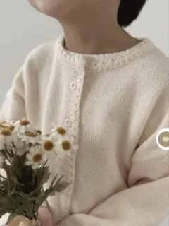 韓国子供服 ニットカーディガン 110cm アイボリー クリーム