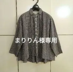 新品 小森縫製 日々 綿麻 ギンガムチェック 長袖ブラウス サッカー生地