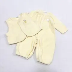 【ファミリア】美品 スリーピーパイル ロンパース ベスト セット イエロー 刺繍