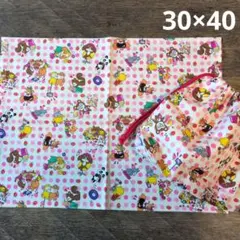 給食セット 巾着&ランチョンマット ラメ入りユニコーン＊白×ピンク＊片