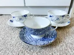 美濃焼　ぶるー浪漫　カップ&ソーサー3客セット