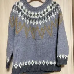 Ray BEAMS ノルディック柄 セーター グレー
