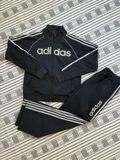 90s adidas ジャージ 黒 3本ライン　ジャージ上下セット