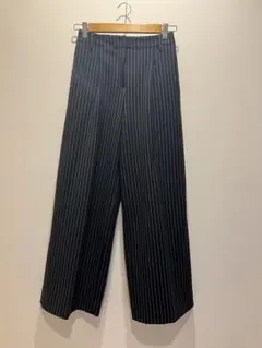 PLST/プラステ　ウォームリザーブ　ワイドパンツ　ネイビー　ストライプ