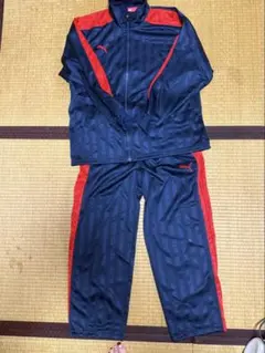 PUMA ジャージ上下セット L〜Ｏサイズ ネイビー/レッド　中古