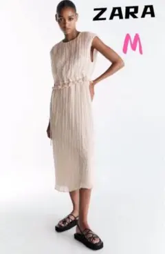 ZARA 新品未使用　タグ付き　スイスドット柄ミディ丈ワンピース　Mサイズ