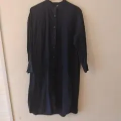 ユニクロ スタンドカラーシャツワンピース（長袖）　Ｓサイズ　ネイビー