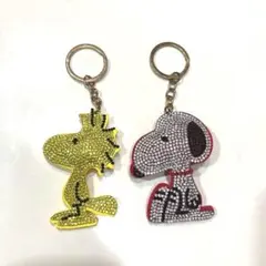 SNOOPY＆ウッドストック　キーチェーン　レトロ　希少　未使用 スヌーピー ウッドストック ぬいぐるみ キーチェーン付き 新品