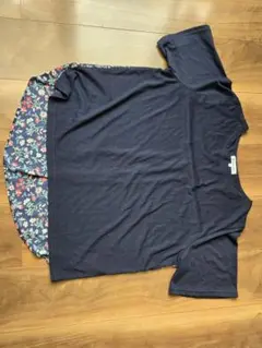 GLOBAL WORK 花柄切替 半袖Tシャツ ネイビー Mのサムネイル