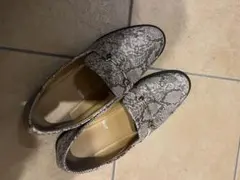 ヘビ柄 合成皮革 ローファー