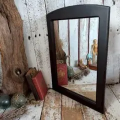 80-90s ヴィンテージ ミニマル ウッドフレーム ウォールミラー 壁掛け鏡