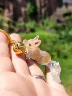 愛され美容守護狐オルゴナイトキーホルダー - メルカリ