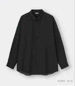 GU ジーユー イージーケアシアーオーバーサイズシャツ 長袖 ブラック L