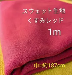 スウェット生地◆1m◆くすみレッド