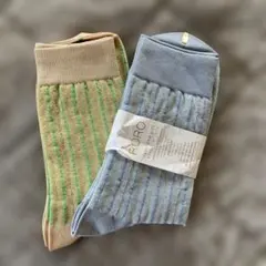 RORO ストライプソックス ベージュ/ブルー