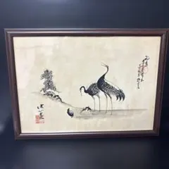 水墨画 鶴 卓上スタンドアート - メルカリ