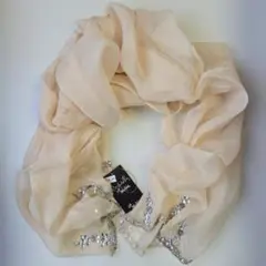 【未使用】Little New York シルク ストール ベージュ ビジュー