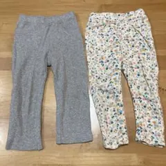 しまむら ユニクロ パンツ 長ズボン 90 グレー 花柄