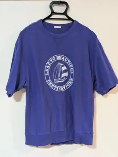 GU ブルー セーリングモチーフ Tシャツ M 厚手生地