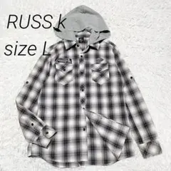 【極美品】RUSS.K フード取り外し可能チェックシャツ オンブレ　size L