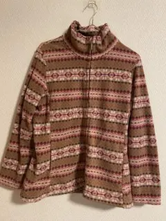 ユニクロフリースジャケット 幾何学模様 ピンク　レディース