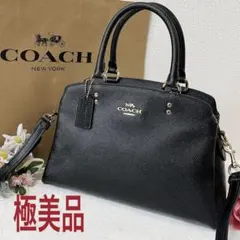 美品★COACH コーチ ショルダーバッグ 2WAY ハンドバッグ 黒 チャーム