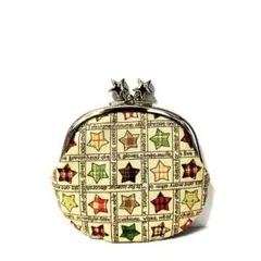 カントリー調カラフルなスターブロック柄のがま口(星型げんこ)