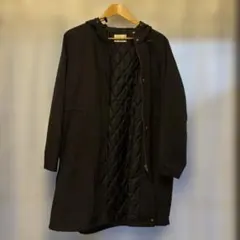 ブラックロングコート フード付き