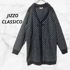 【ジッツォ クラシコ】長袖ロングカーディガン ニット 総柄 グレー ネイビー L