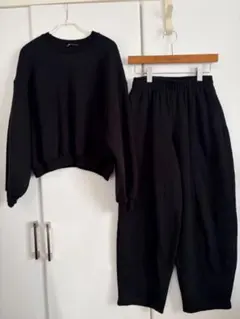 極美品です★ ZARA スウェット　バレルレッグパンツ　セットアップ　ブラック