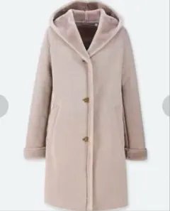 【美品】ユニクロUNIQLO☆ムートンタッチフーデットコート L