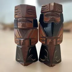 ニポポ人形　夫婦　木彫り　アイヌ　18㎝