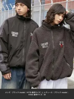 ブラック CHICAGO BULLS フリースジャケット Ｌ NBA