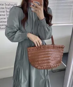 グレー 長袖 シャツワンピース 新品未使用