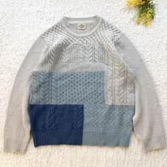 コーエン パッチワーククルーネックニット F ゆったり ウール混 大人カジュアル